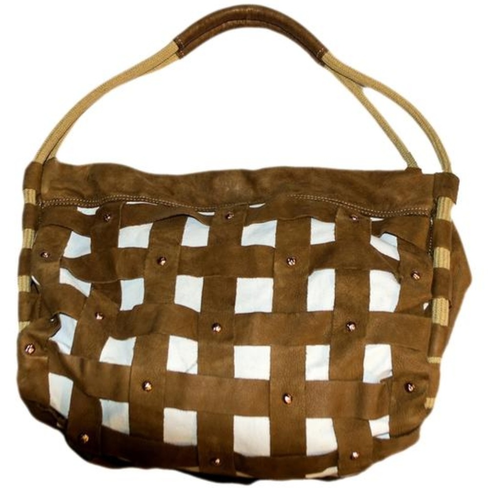 Salar Italy White and brown suede tote bag